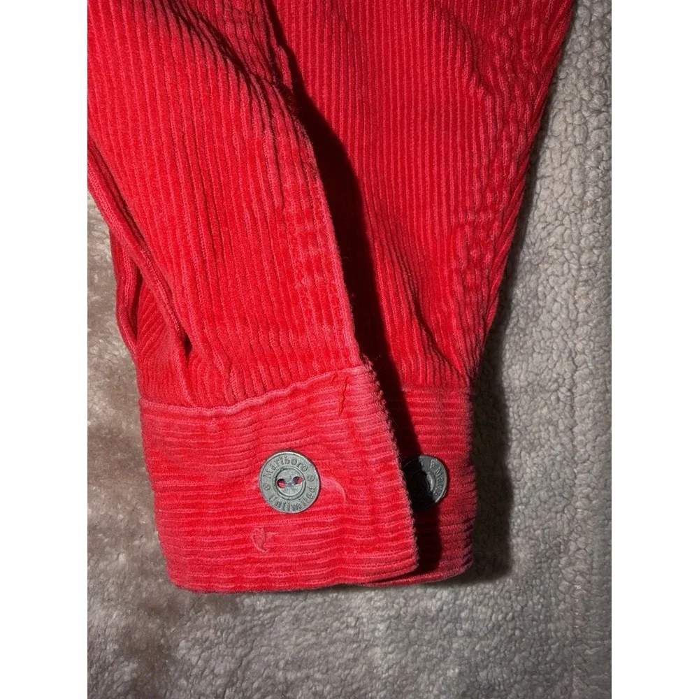 VTG Marlboro Corduroy Jacket Mens Large 1/4 Zip Y2K Pullover Long sleeve Cotton